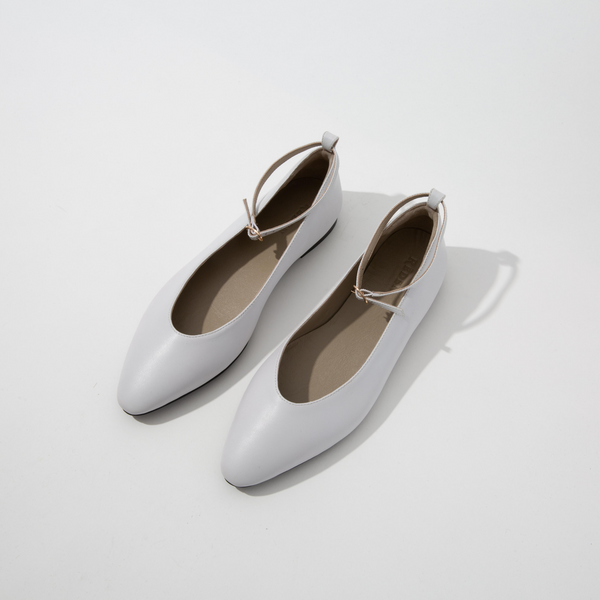 RĒDEN Women's Love Flat with Removable Ankle Strap White Leather