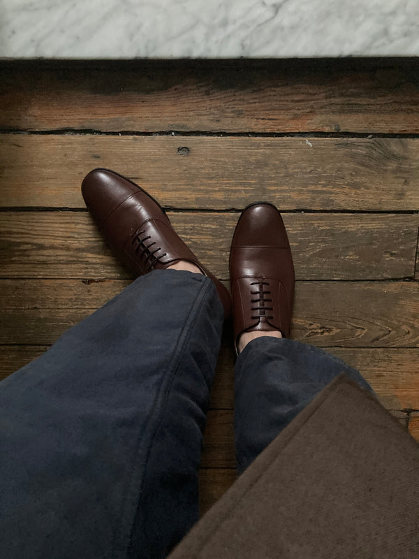 RĒDEN Men's Intention Lace-Up Oxford Shoe Chocolate Leather